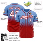 Mode Benutzerdefinierte Weiß-Rot Jersey Fade Light Baseball Blau Mode Benutzerdefinierte Weiß-Rot Jersey Fade Light Baseball Blau