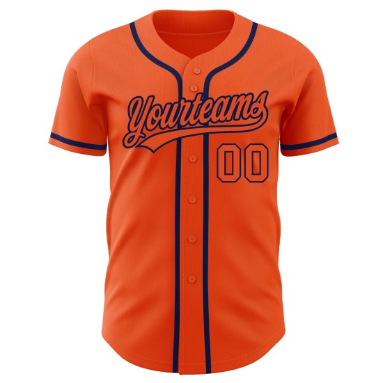 Benutzerdefiniertes authentisches orange-marineblaues Baseballtrikot Orange Benutzerdefiniertes authentisches orange-marineblaues Baseballtrikot Orange