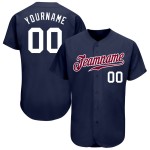 Marineblaues, weiß-kastanienbraunes Baseball-Trikot, authentisch, individuell Marineblaues, weiß-kastanienbraunes Baseball-Trikot, authentisch, individuell