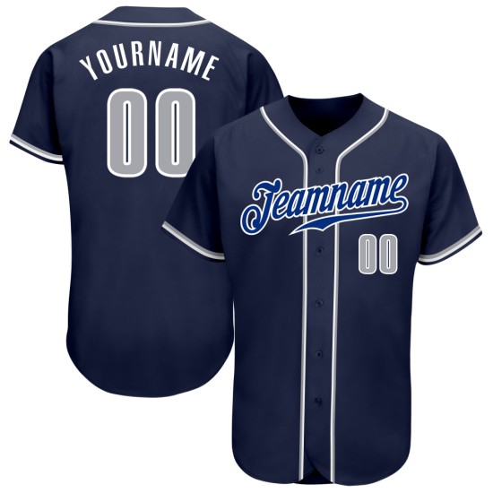 Grau-Weißes Baseball-Trikot Custom Navy Authentic Grau-Weißes Baseball-Trikot Custom Navy Authentic