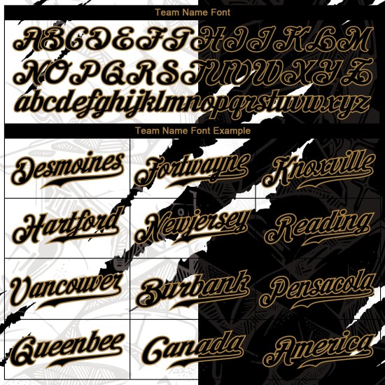 Benutzerdefiniertes Graffiti-Muster Schwarz-Altgold 3D Authentic Baseball Jersey Benutzerdefiniertes Graffiti-Muster Schwarz-Altgold 3D Authentic Baseball Jersey