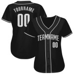 Benutzerdefiniertes authentisches Baseball-Trikot in Schwarz und Weiß Benutzerdefiniertes authentisches Baseball-Trikot in Schwarz und Weiß