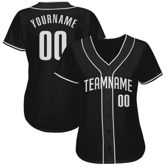 Benutzerdefiniertes authentisches Baseball-Trikot in Schwarz und Weiß Benutzerdefiniertes authentisches Baseball-Trikot in Schwarz und Weiß