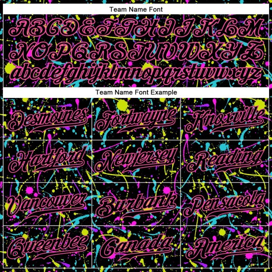 Benutzerdefinierte Graffiti Muster Schwarz-Rosa 3D Neon Splatter Authentic Baseball Jersey Benutzerdefinierte Graffiti Muster Schwarz-Rosa 3D Neon Splatter Authentic Baseball Jersey