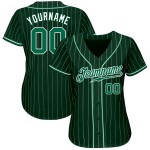 Benutzerdefiniertes grün-weißes Nadelstreifen-Baseballtrikot in Kelly-Grün-Weiß Benutzerdefiniertes grün-weißes Nadelstreifen-Baseballtrikot in Kelly-Grün-Weiß
