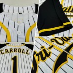 Benutzerdefinierte weiß schwarz Nadelstreifen schwarz-gold authentische Raglan Ärmel Baseball Jersey Benutzerdefinierte weiß schwarz Nadelstreifen schwarz-gold authentische Raglan Ärmel Baseball Jersey
