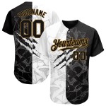 Benutzerdefiniertes Graffiti-Muster Schwarz-Altgold 3D Authentic Baseball Jersey Benutzerdefiniertes Graffiti-Muster Schwarz-Altgold 3D Authentic Baseball Jersey