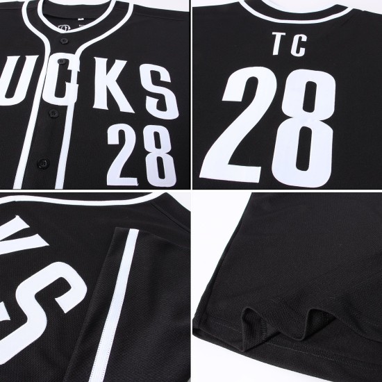 Benutzerdefiniertes authentisches Baseball-Trikot in Schwarz und Weiß Benutzerdefiniertes authentisches Baseball-Trikot in Schwarz und Weiß