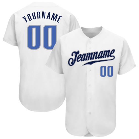 Jersey Weiß Authentic Custom Blau-Marineblau Baseball Jersey Weiß Authentic Custom Blau-Marineblau Baseball