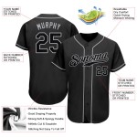 Benutzerdefiniertes schwarzes und graues authentisches Baseball-Trikot Benutzerdefiniertes schwarzes und graues authentisches Baseball-Trikot