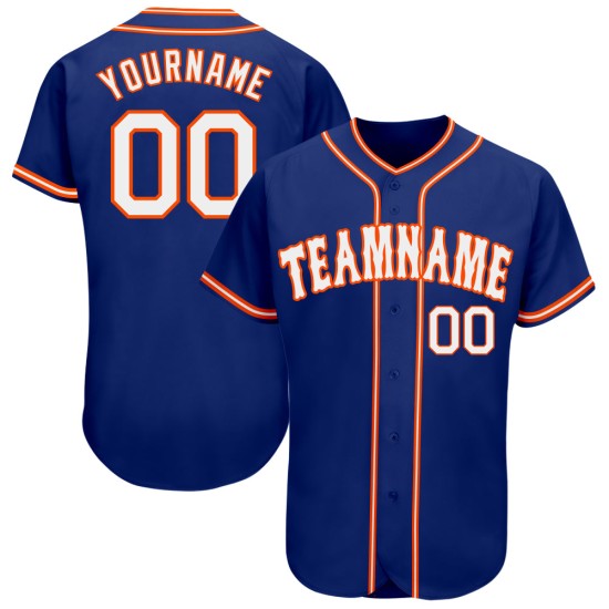 Baseball Authentic Trikot Weiß-Orange Royal Custom Baseball Authentic Trikot Weiß-Orange Royal Custom