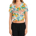 Baseball Jersey Cropped Fruits Weiß Custom Damen V-Ausschnitt 3D Weiß-Orange Baseball Jersey Cropped Fruits Weiß Custom Damen V-Ausschnitt 3D Weiß-Orange