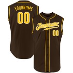 Benutzerdefiniertes ärmelloses Trikot Authentic Braun Gold-Weiß Baseball Benutzerdefiniertes ärmelloses Trikot Authentic Braun Gold-Weiß Baseball